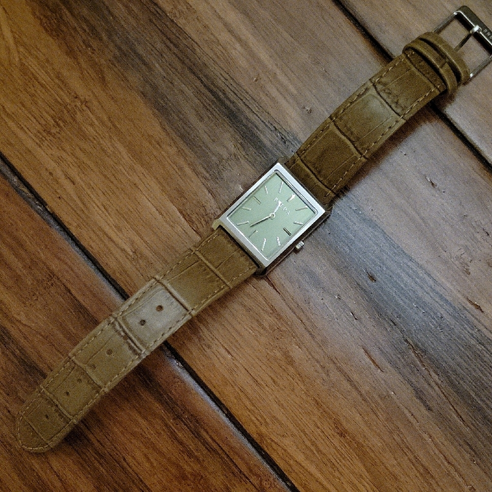 Unisex BREDA Green Watch with Brown Strap - Picture 2 of 8